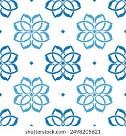 Patrón sin costuras de Vector de lujo azul y blanco. Ornamento, tradicional, étnico, árabe, turco, motivos indios. Ideal para tela y textiles, Fondo de pantalla, diseño de embalaje o cualquier idea deseada.