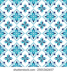 Blue and white luxury vector seamless pattern. Ornament, Traditional, Ethnic, Arabic, Turkish, Indian motifs. Great for fabric and textile, wallpaper, packaging design or any desired idea.