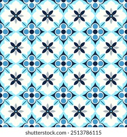 Patrón sin costuras de Vector de lujo azul y blanco. Ornamento, tradicional, étnico, árabe, turco, motivos indios. Ideal para tela y textiles, Fondo de pantalla, diseño de embalaje o cualquier idea deseada.