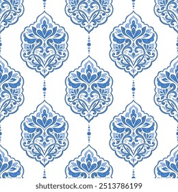 Blau und weiß Luxus Vektor nahtlose Muster. Ornament, Traditionelle, Ethnische, Arabische, Türkische, Indische Motive. Ideal für Stoff und Textilien, Tapeten, Verpackungsdesign oder jede gewünschte Idee.