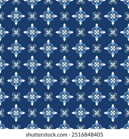 Patrón sin costuras de Vector de lujo azul y blanco. Ornamento, tradicional, étnico, árabe, turco, motivos indios. Ideal para tela y textiles, Fondo de pantalla, diseño de embalaje o cualquier idea deseada.