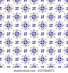 Blue and white luxury vector seamless pattern. Ornament, Traditional, Ethnic, Arabic, Turkish, Indian motifs. Great for fabric and textile, wallpaper, packaging design or any desired idea.