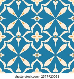 Blue and white luxury vector seamless pattern. Ornament, Traditional, Ethnic, Arabic, Turkish, Indian motifs. Great for fabric and textile, wallpaper, packaging design or any desired idea.