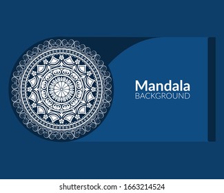 Blue and white Mandala on sophisticated background. Fabric print doddle surface, repeat floral icon. Wedding invitation card maker for attractive look in social life.