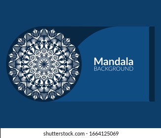 Blue and white Mandala on sophisticated background. Fabric print doddle surface, repeat floral icon. Wedding invitation card maker for attractive look in social life.