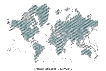 Blue and White Map of the World. Abstract World Map. Scheme of the World RGB. Vector illustration.