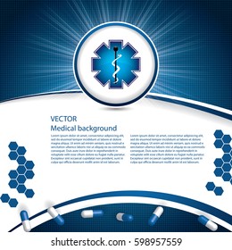 Blue white medical brochure. Vector illustration