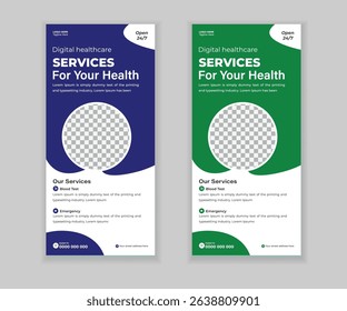 Blue and White Medical Marketing Set DL Card, Flyer and Roll-Up Banner