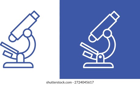 Microscópio azul e branco em planos de fundo contrastantes