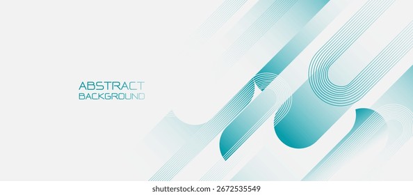Fondo abstracto mínimo azul y blanco con líneas de rectángulo redondo y Gradientes suaves en tonos claros