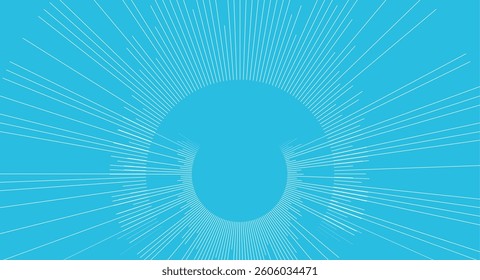 Blue white minimal linear rays arranged in a circle abstract tech background. Vector tech futuristic design