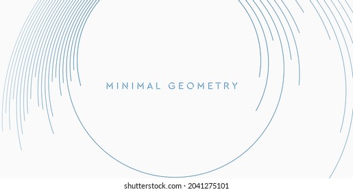Blue white minimal round lines abstract futuristic tech background. Vector digital art design - Shutterstock ID 2041275101