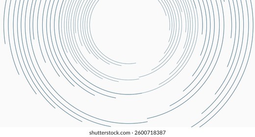 Blue white minimal round lines abstract futuristic tech background. 
