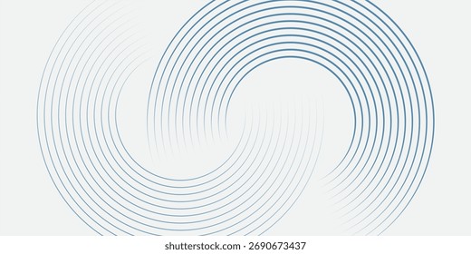 Blue white minimal round lines abstract futuristic tech background. Vector digital art design