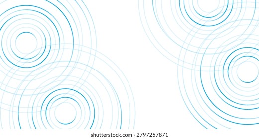 Blue white minimal round lines abstract futuristic tech background. Vector digital art banner design old hig
