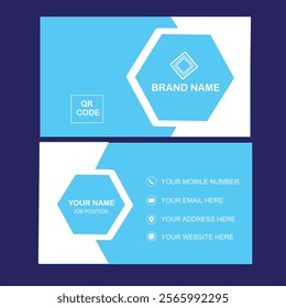 Blue and White Minimalist Business Card Template