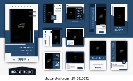 blue white minimalist simple elegant fashion men social media posts and stories template