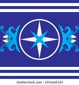 blue and white mix star with abstract shape
