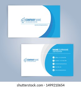 Blue and white modern business card template, Illustration Vector 10