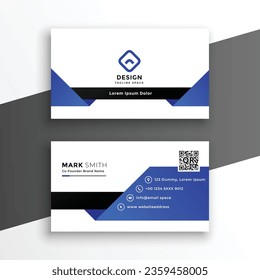 Blue and white modern business card template