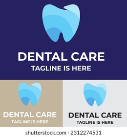 Blue and white modern vintage dental care logo	
