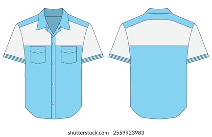 Blue and white modern work shirt template