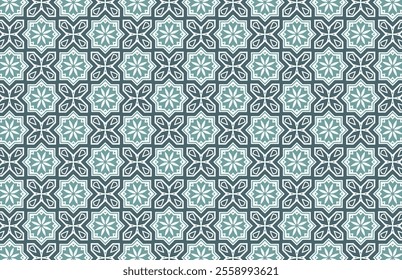 Blue and white moroccan tile design pattern