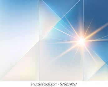 Blue and white mosaic background with light effects. Neutral vector background.