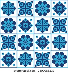 blue white mosaic tiles vector image
