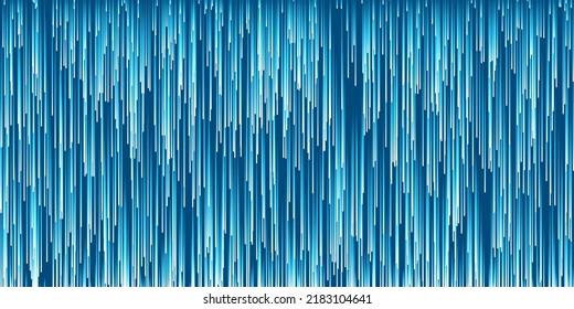Blue and White Moving, Flowing Dense Stream of Particles in Vertical Lines - Digitally Generated Futuristic Abstract 3D Geometric Striped Background Design, Generative Art in Editable Vector Format