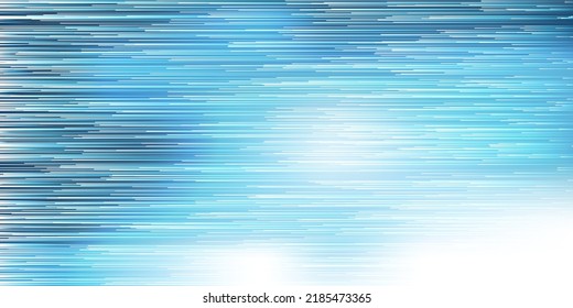 Blue and White Moving, Flowing Dense Stream of Particles in Horizontal Lines - Digitally Generated Futuristic Abstract 3D Geometric Striped Background Design, Generative Art in Editable Vector Format