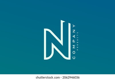 blue white N alphabet letter logo icon with line. Design for company and business