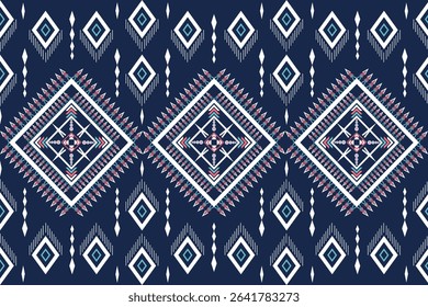 Blue White Native Indian American Ethnic Navajo Traditional Aztec Geometry
