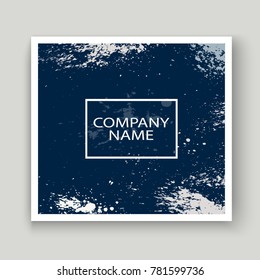 Blue white Neon explosion paint splatter artistic cover frame design. Decorative splash spray texture background. Trendy creative template vector Cover Report Catalog Brochure Flyer Poster Banner