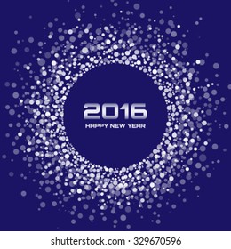 Blue White New Year 2016 Background, vector illustration