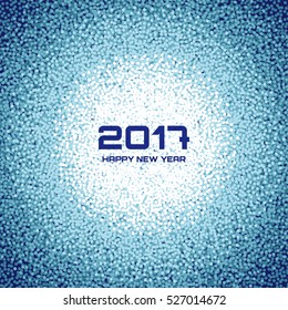 Blue White New Year 2017 Snow Flake Background. Christmas circle dots  winter snowflake pattern background. Circle new year frame Vector illustration background. New Year frame.