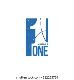 blue and white number one diagonal logo template, vector illustrations isolated on white background. Graphic logo with diagonal logo