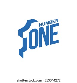 blue and white number one diagonal logo template, vector illustrations isolated on white background. Graphic diagonal logo with number one