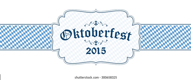 blue and white Oktoberfest banner with text Oktoberfest 2015 (german)