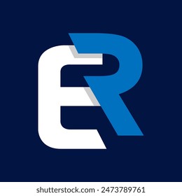 blue white on black background emergency room ER logo Medical international symbols Vector illustration