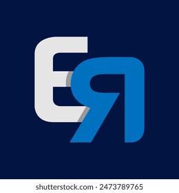 blue white on black background emergency room ER logo Medical international symbols Vector illustration