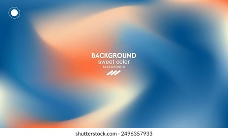blue, white and orange gradient abstract wave background. Minimalist pastel colors