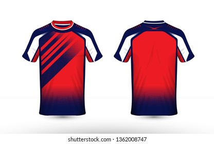 Blue, white and orange layout e-sport t-shirt design template