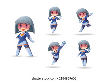 blue white orange short hair Super Hero Girl