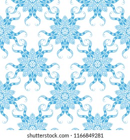 Blue and white oriental seamless pattern. Vector illustration