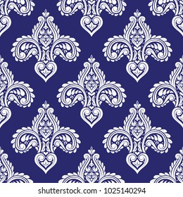 Blue and white ornamental seamless pattern. Vintage, paisley elements. Ornament. Traditional, Ethnic, Turkish, Indian motifs. Great for fabric and textile, wallpaper, packaging or any desired idea