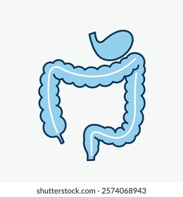 A blue and white outline of a large intlectum on white background.