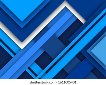 Blue and White Paper Overlapping Abstract Background.
