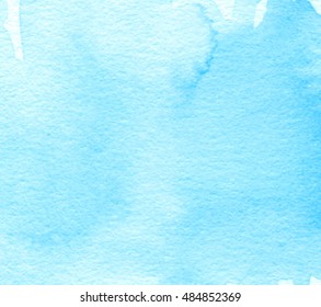 Blue white paper texture watercolor hand drawn stylized vector background for text design, banner. Abstract water color vivid wet brush paint element card for wallpaper, web