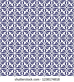 blue and white pattern indigo Chinese and Japan style, seamless porcelain background, abstract baroque wallpaper decor vector illustration